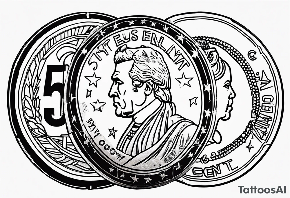 50 cent currency coin tattoo idea