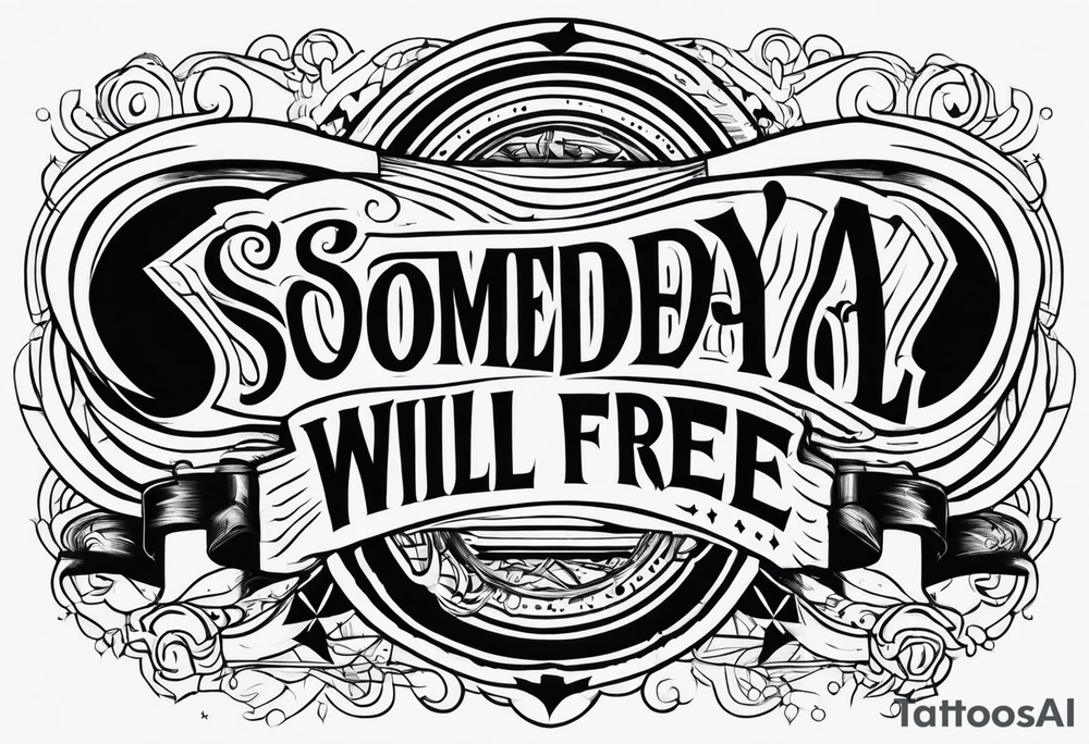 a one or two line script of the sentence 'Someday we will all be Free' tattoo idea