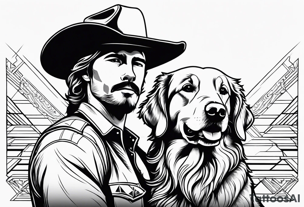 cowboy and golden retriever tattoo idea