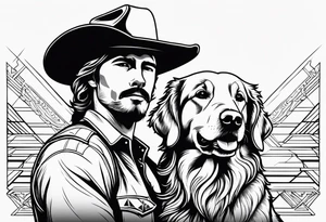 cowboy and golden retriever tattoo idea