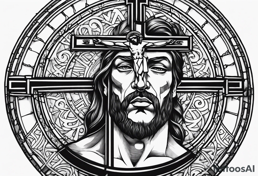Roman numerals and crucified man inside circle tattoo idea Roman numerals and crucified man inside circle tattoo idea
