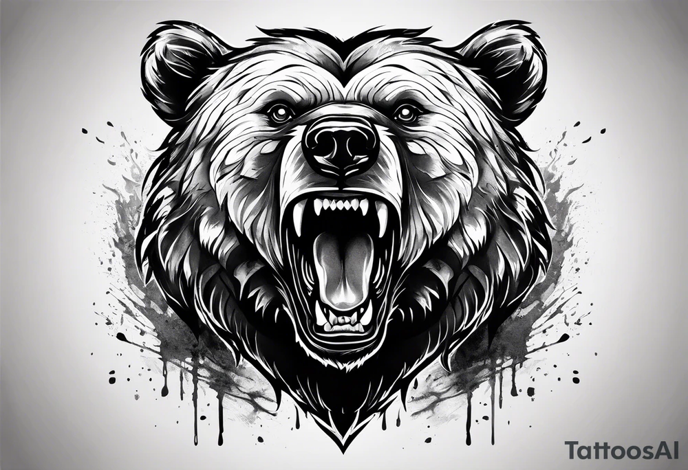angry bear tattoo idea