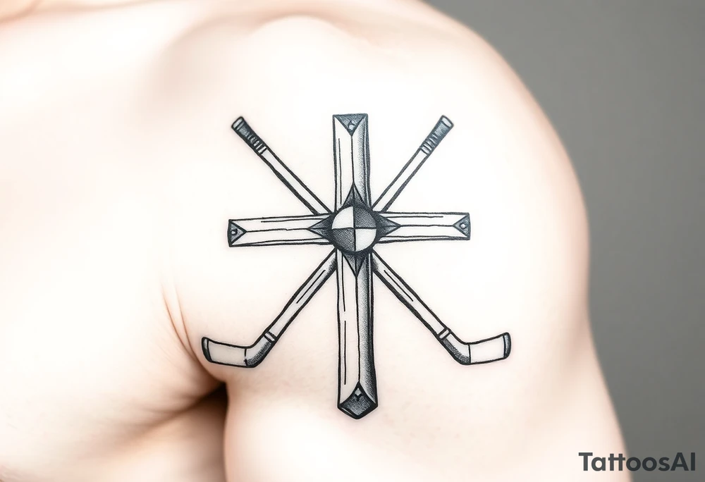 Hockey sticks made into a cross tattoo idea