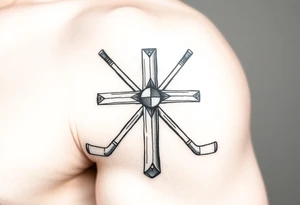 Hockey sticks made into a cross tattoo idea