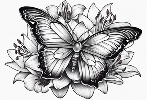 Moon stars moth lily tattoo idea