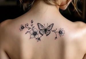 Butterfly and flowers tattoo idea