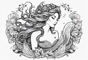 Russian mermaid creature tattoo idea