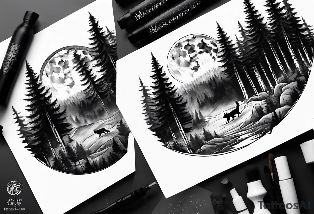 Moon
Wolf
Forest tattoo idea
