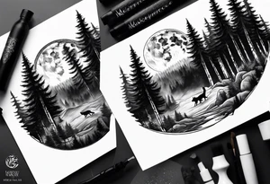 Moon
Wolf
Forest tattoo idea