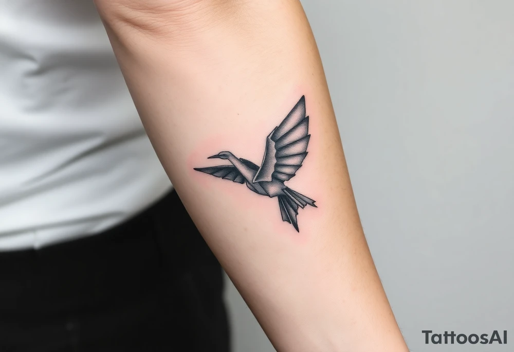 An Origami Crane with Mechanical Wings tattoo idea