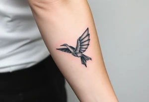 An Origami Crane with Mechanical Wings tattoo idea