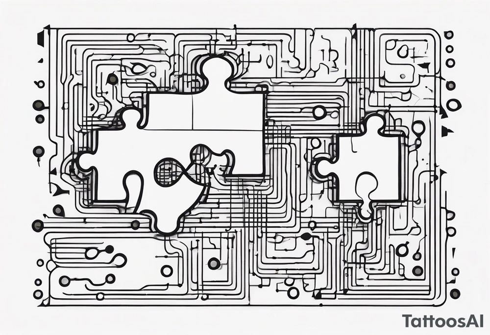 Jigsaw puzzle piece with circuits as the background tattoo idea Jigsaw puzzle piece with circuits as the background tattoo idea