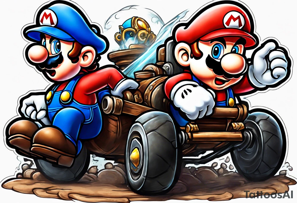 Mario ghosts and goombas with canons tattoo idea