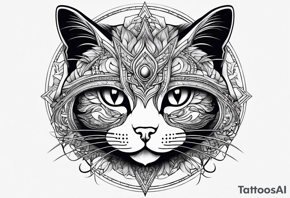 cat, space, rounded tattoo idea