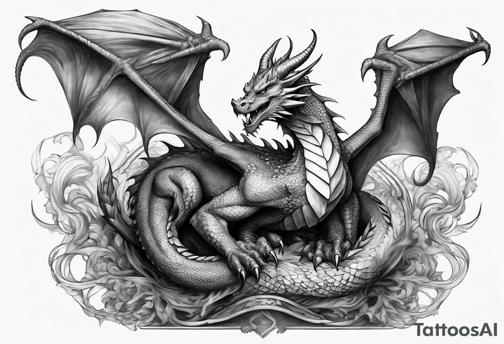 full body dragon perched with all 4 claws grabbing a pole and facing forward tattoo idea full body dragon perched with all 4 claws grabbing a pole and facing forward tattoo idea