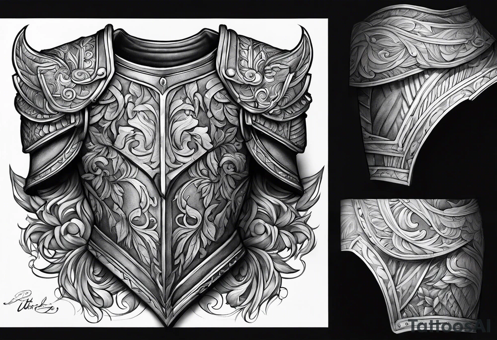 half sleeve, upper arm and shoulder, leather armor tattoo idea half sleeve, upper arm and shoulder, leather armor tattoo idea