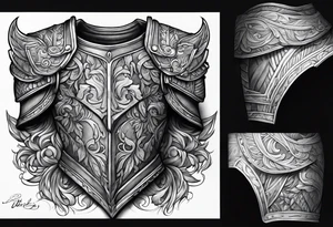 half sleeve, upper arm and shoulder, leather armor tattoo idea