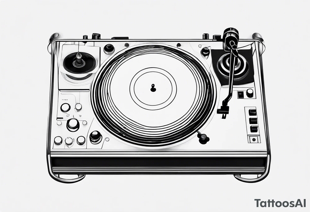 Recordplayer fineline minimalistic from above outline only tattoo idea