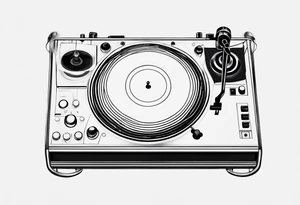 Recordplayer fineline minimalistic from above outline only tattoo idea