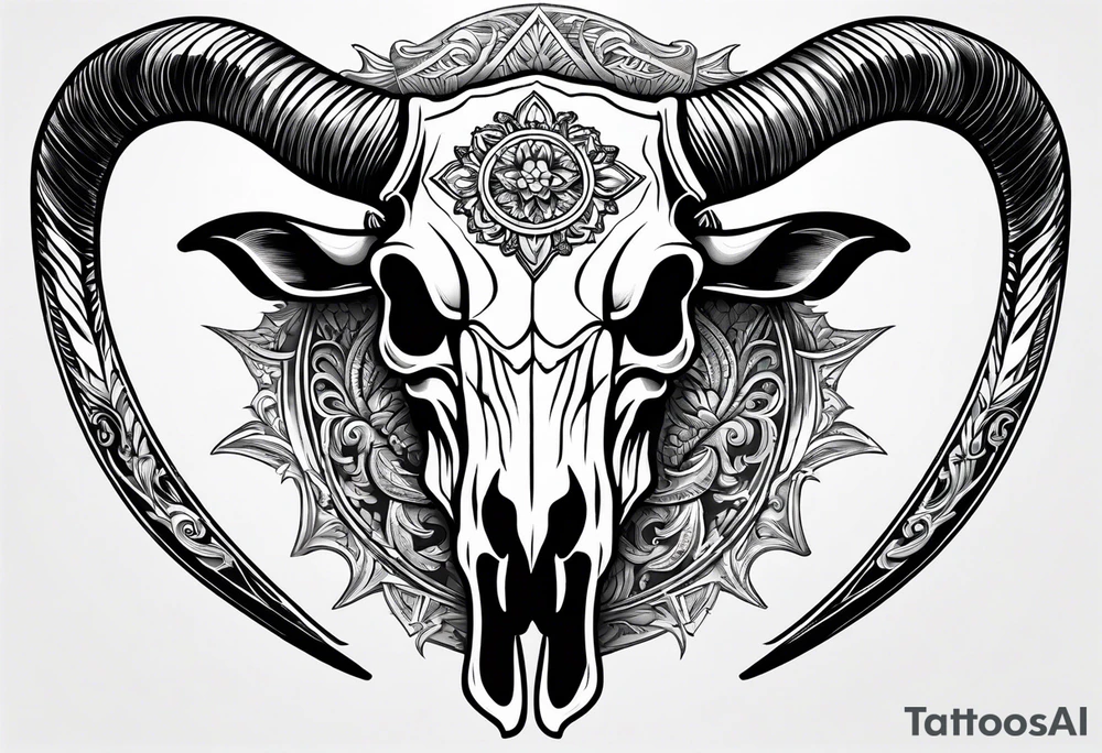 longhorn skull, western tattoo idea