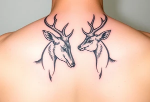 Two deer hitting horns  not kissing  with in a low down stance tattoo idea