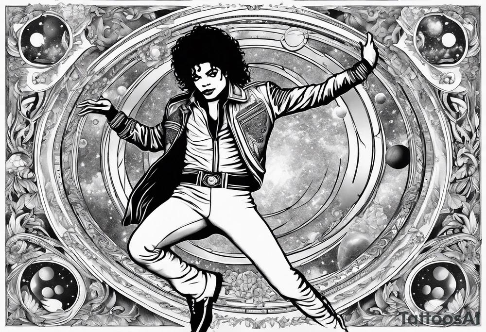 michael jackson in a dance contest with an astronaut tattoo idea