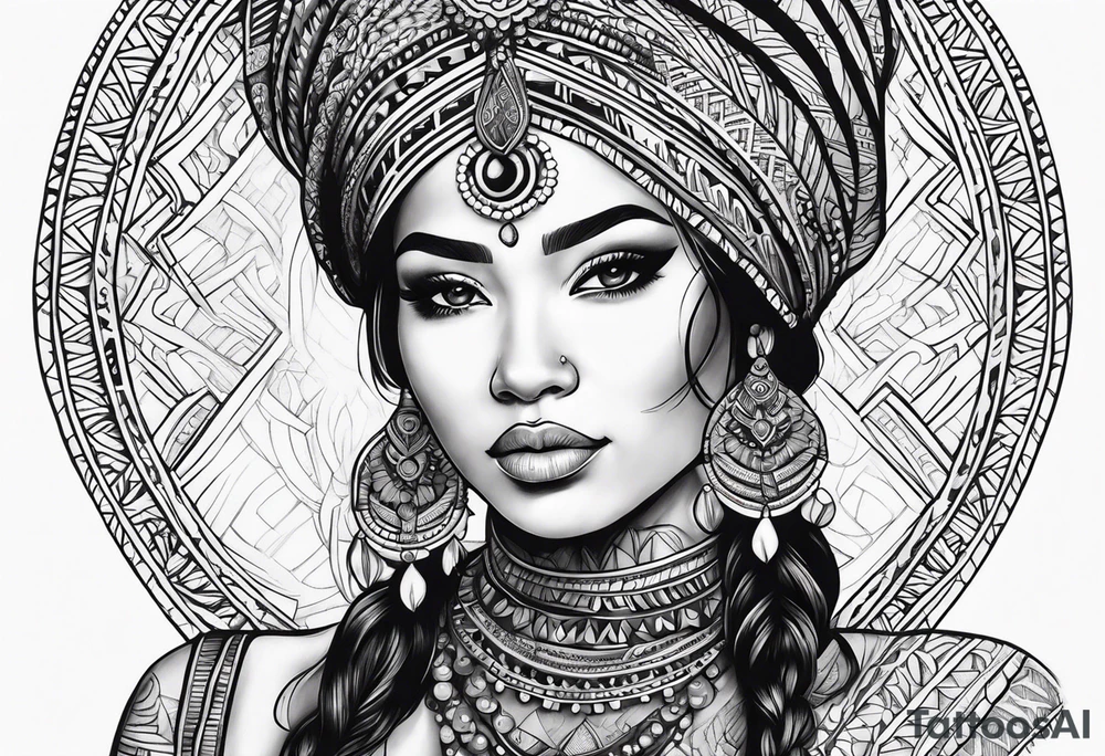 ethnic woman tattoo idea