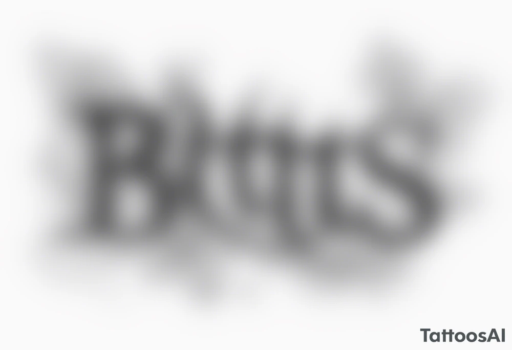 The letters "BTTS" written in a flower stem tattoo idea