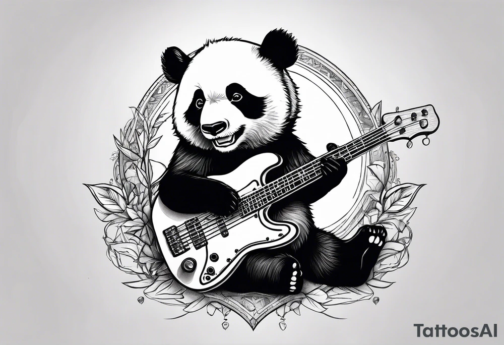 A panda playing the bass guitar tattoo idea