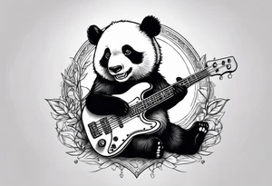 A panda playing the bass guitar tattoo idea