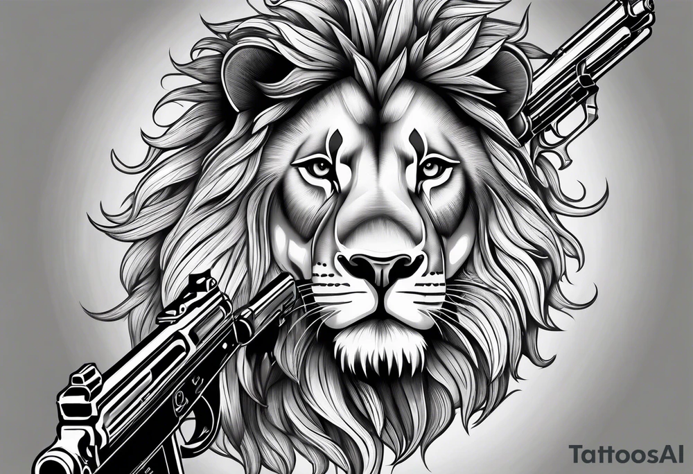 Lion and gun tattoo idea
