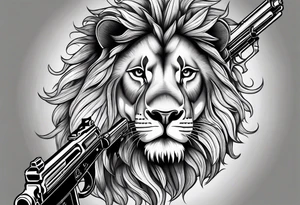 Lion and gun tattoo idea
