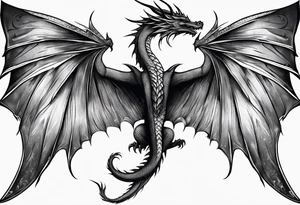 Dragon wings on back tattoo idea