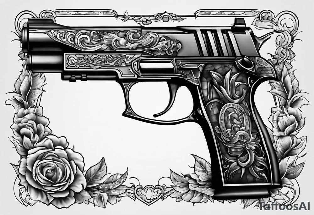 The letters AR with a pistol on each side tattoo idea