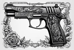 The letters AR with a pistol on each side tattoo idea
