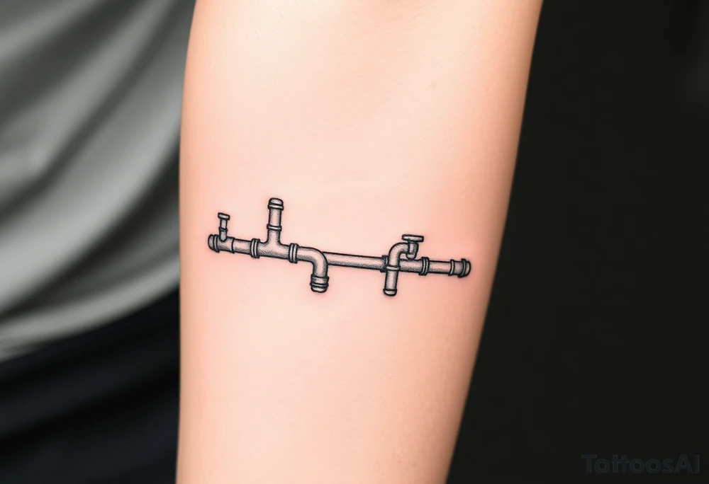 system of thin curved plumbing pipes with each pipe ending without a curved pipe tattoo idea
