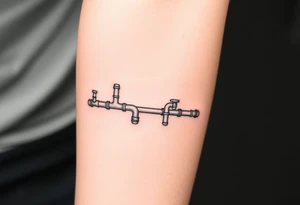 system of thin curved plumbing pipes with each pipe ending without a curved pipe tattoo idea