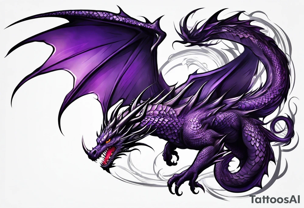 Purple eldritch dragon arm sleeve tattoo idea