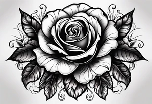 A black rose with four skulls around it tattoo design tattoo idea