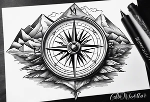 Compass. Mountains tattoo idea