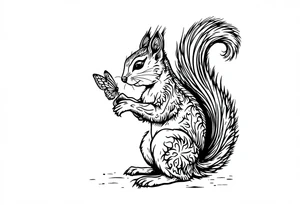 A squirrel holding a butterfly tattoo idea