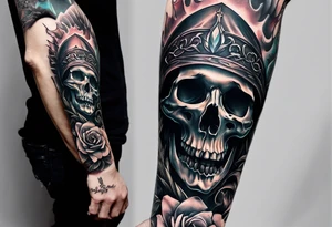 A religious forearm tattoo portraying life and death without skulls tattoo idea