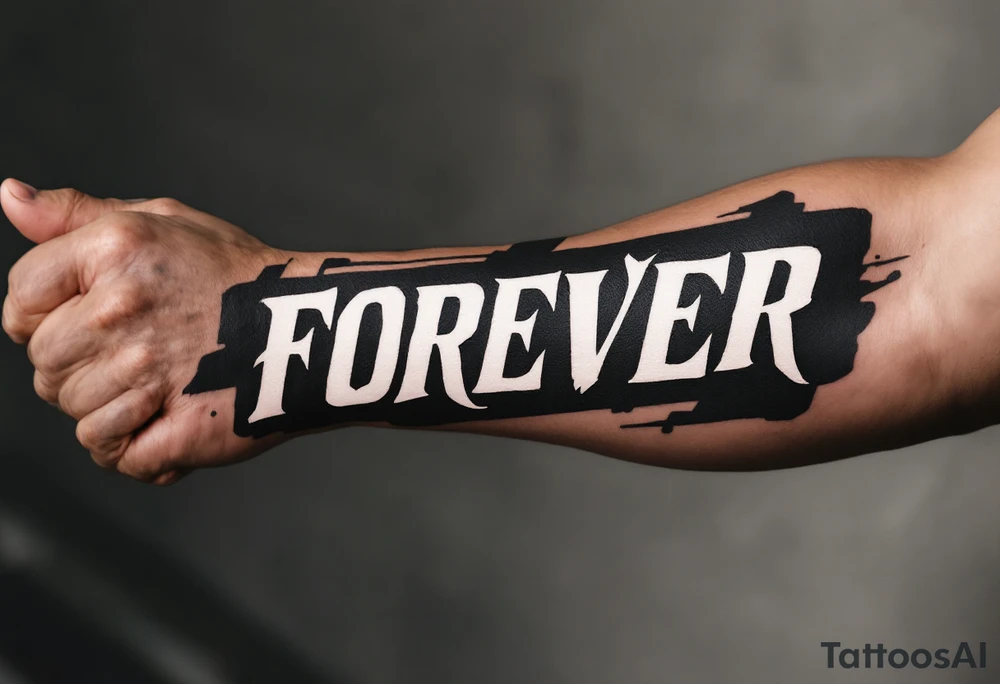 A bold, all-caps "FOREVER" in white ink across the knuckles, clean and simple. tattoo idea