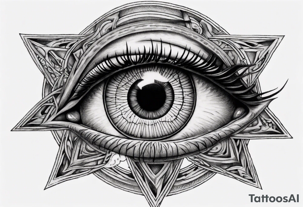 Eye with two irises from the band Tool, inside a heptagram tattoo idea