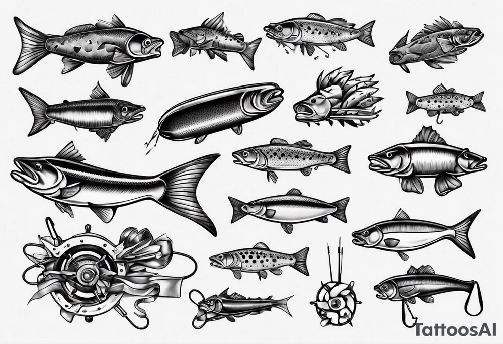 Canada fishing lure engine tattoo idea
