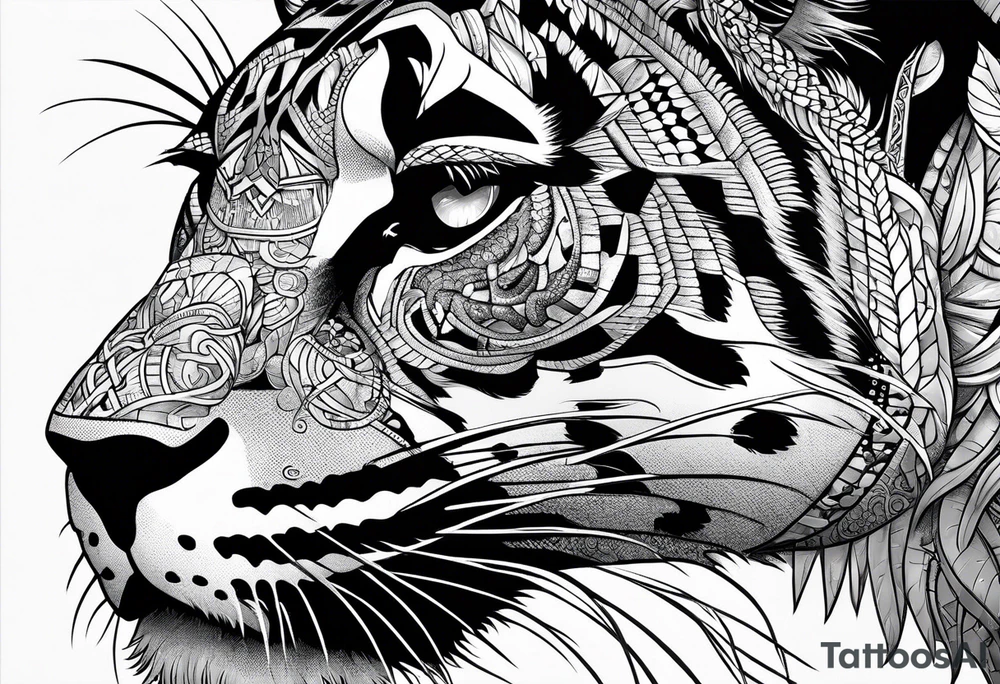 aztec black jaguar with snake tattoo idea