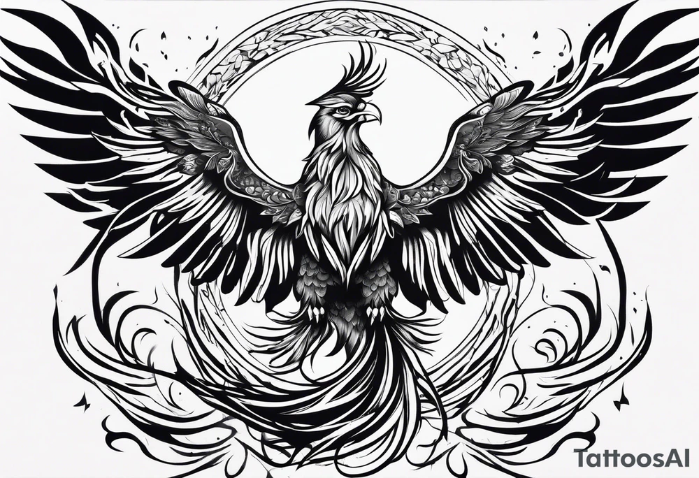 phoenix coming from flames tattoo idea
