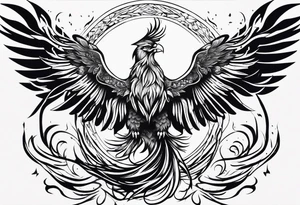 phoenix coming from flames tattoo idea