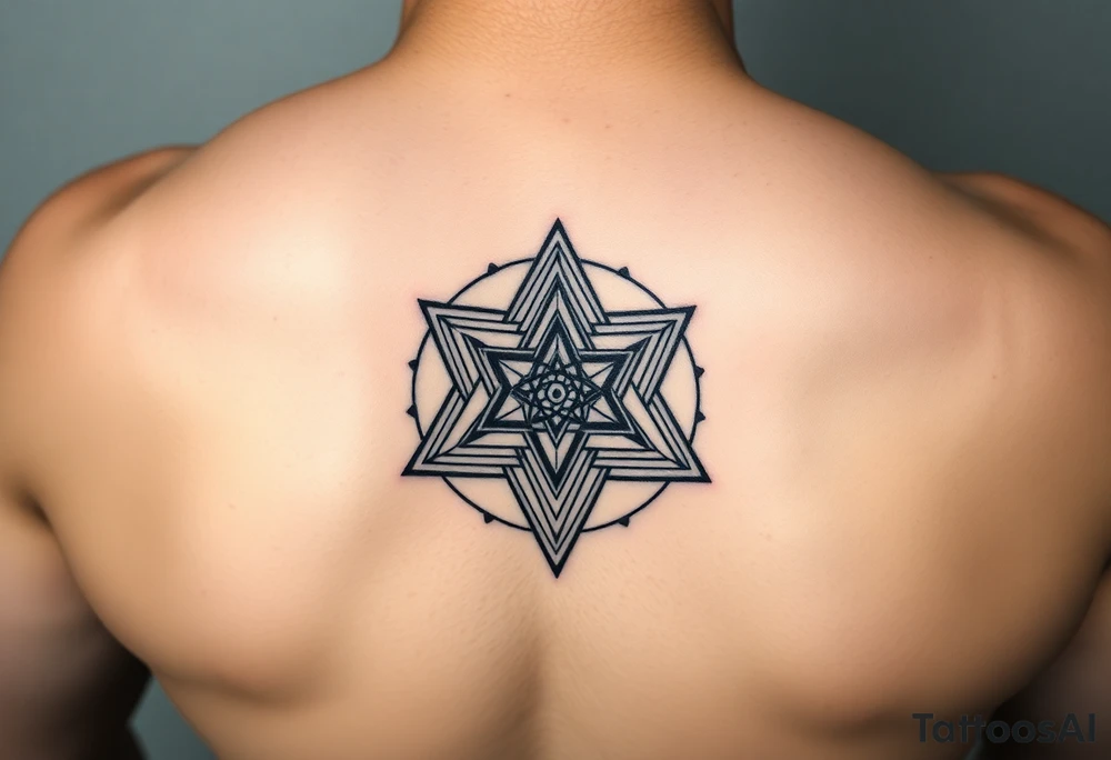 Sacred geometry thigh tattoo idea