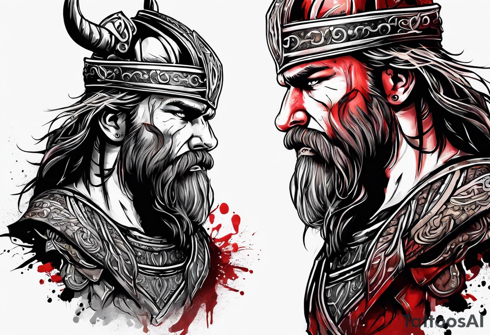 Viking warrior bleeding to death tattoo idea